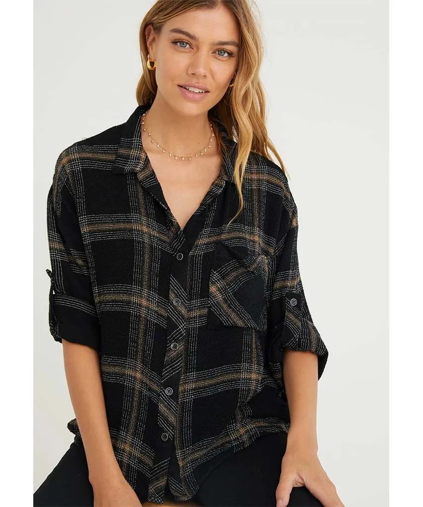 Honey Plaid Long Sleeve Flannel