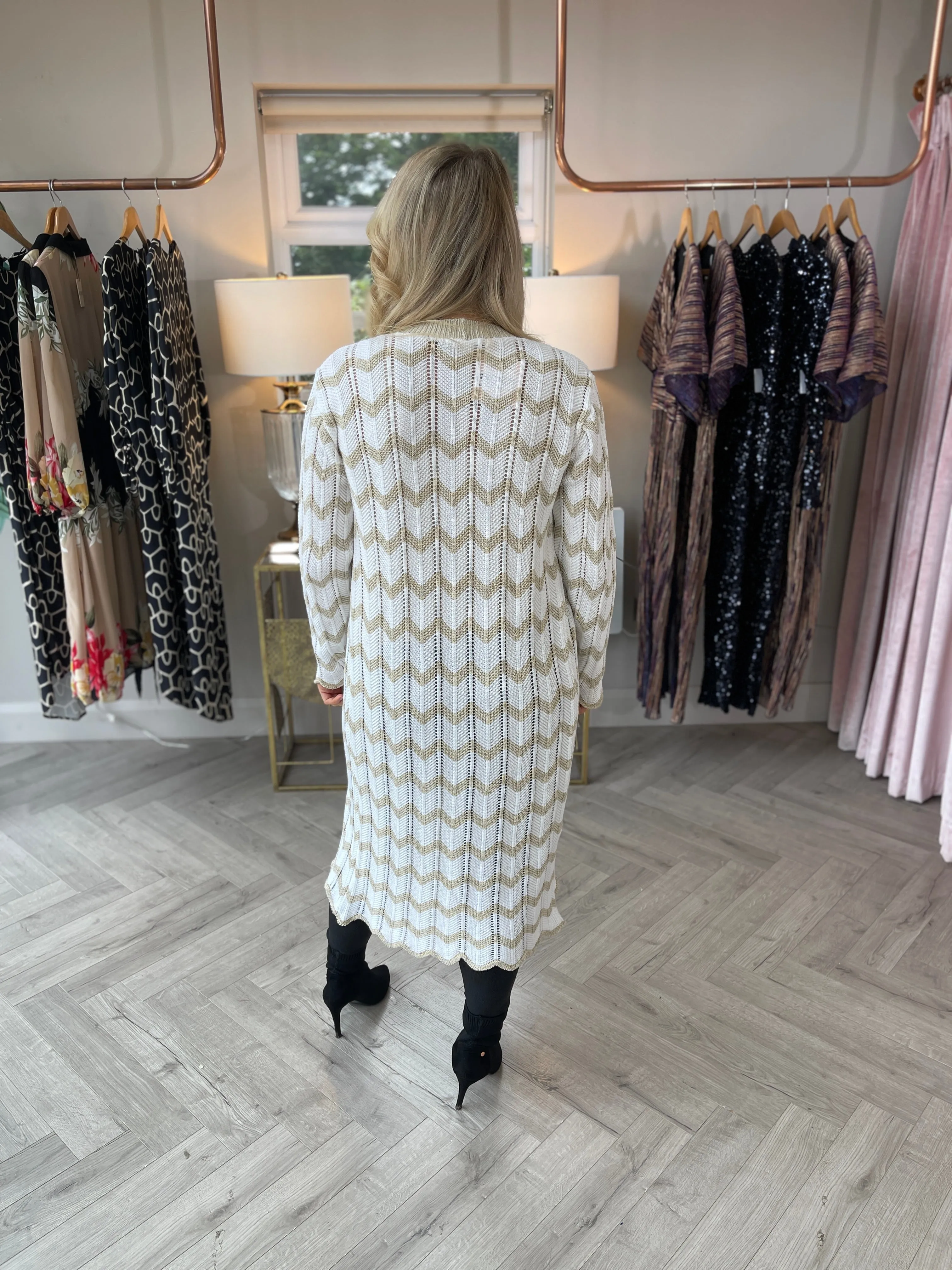 Ingrid Chevron Cardi Gold