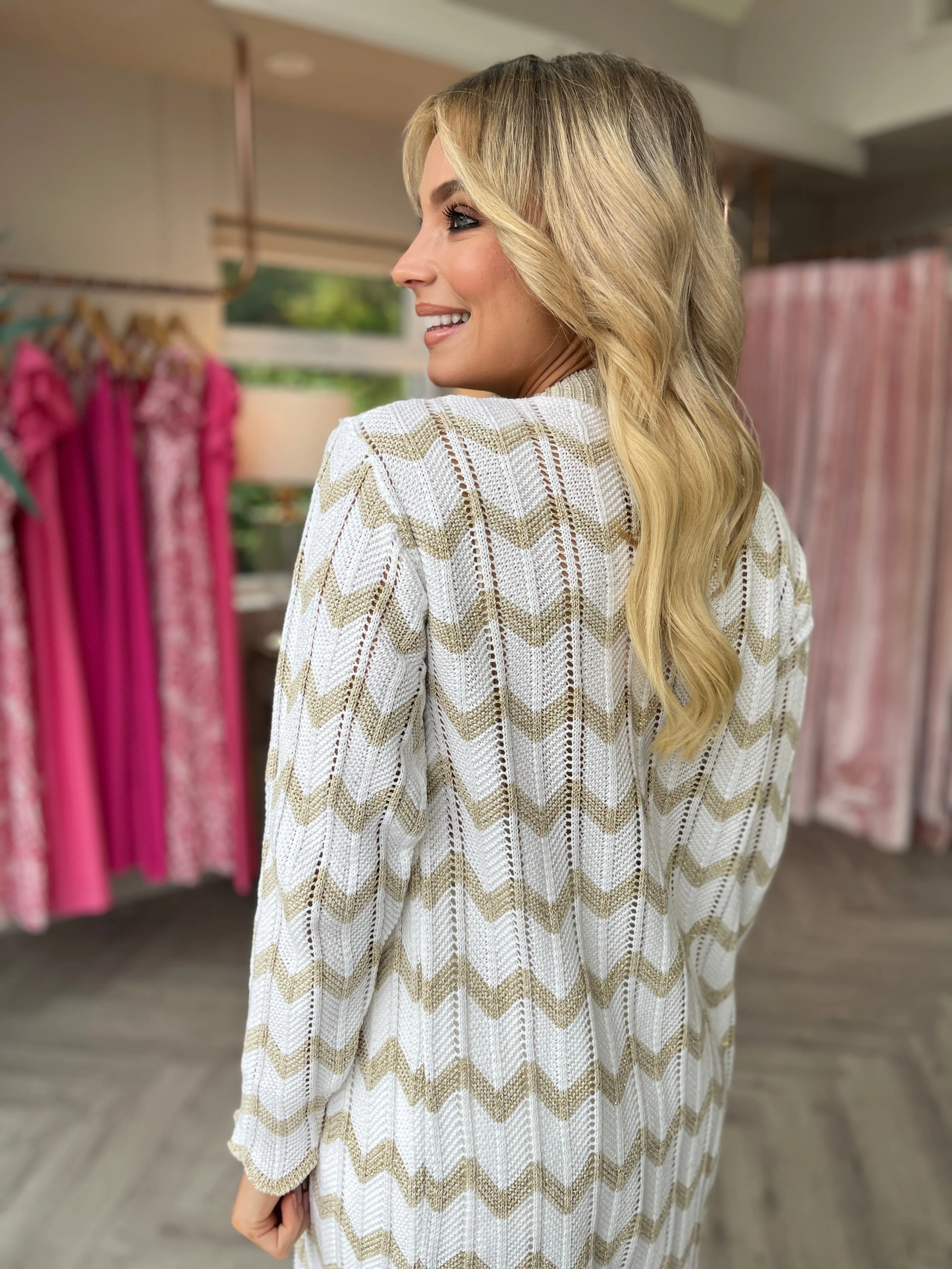 Ingrid Chevron Cardi Gold