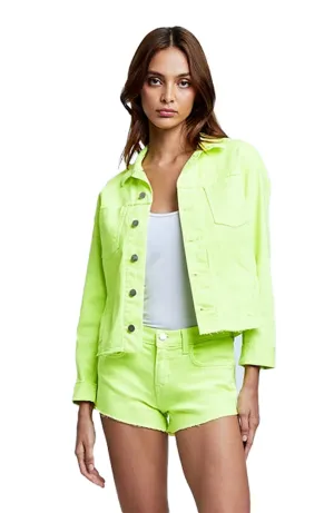 Janelle Slim Raw Jacket in Chartreuse
