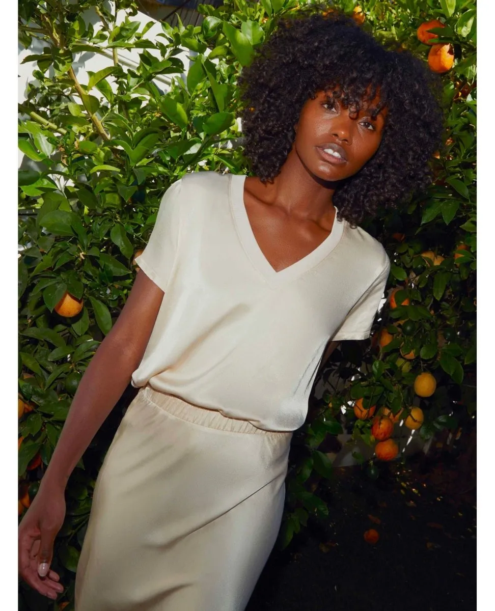June V Neck Tee Almond