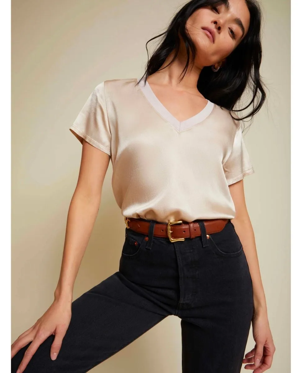 June V Neck Tee Almond