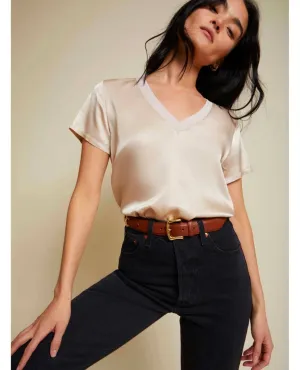 June V Neck Tee Almond