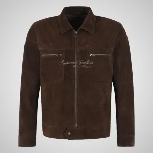 KIAN Men's Roasted Brown Waxed Suede Jacket