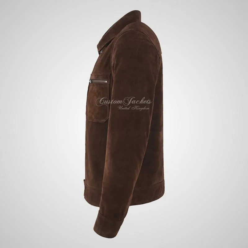 KIAN Men's Roasted Brown Waxed Suede Jacket