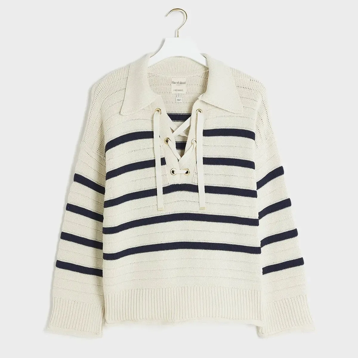 Ladies Striped Tieneck Jumper
