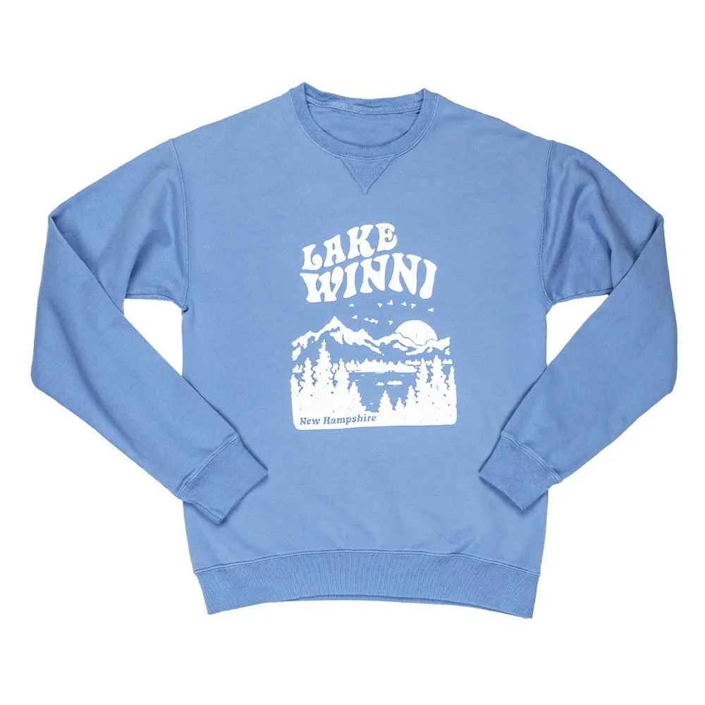 Lake Winni Crewneck- Slate Blue