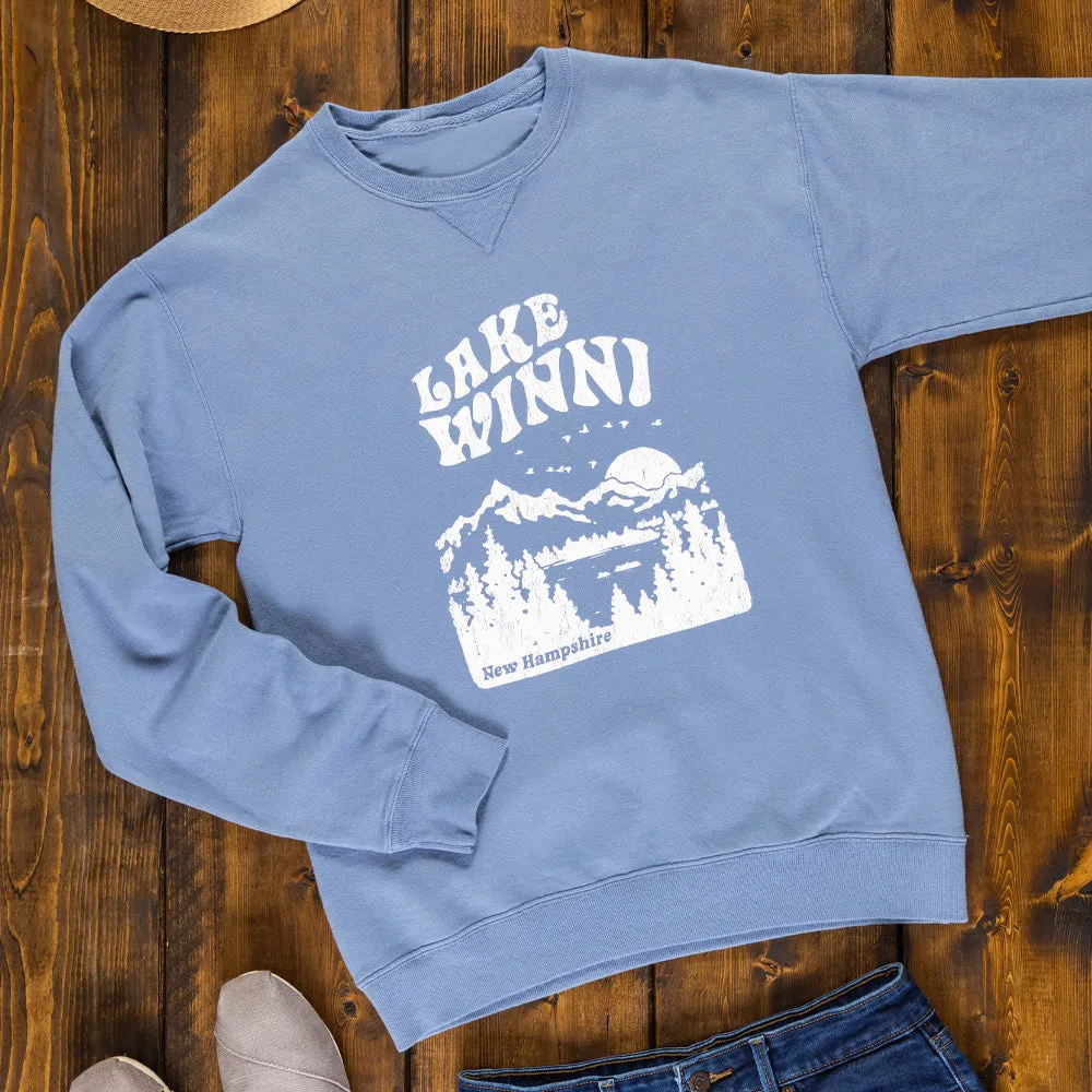 Lake Winni Crewneck- Slate Blue