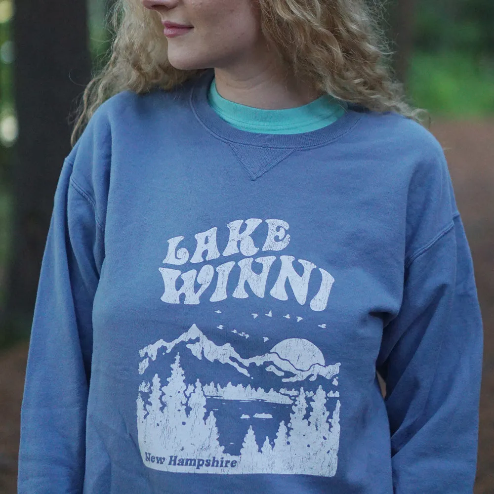 Lake Winni Crewneck- Slate Blue