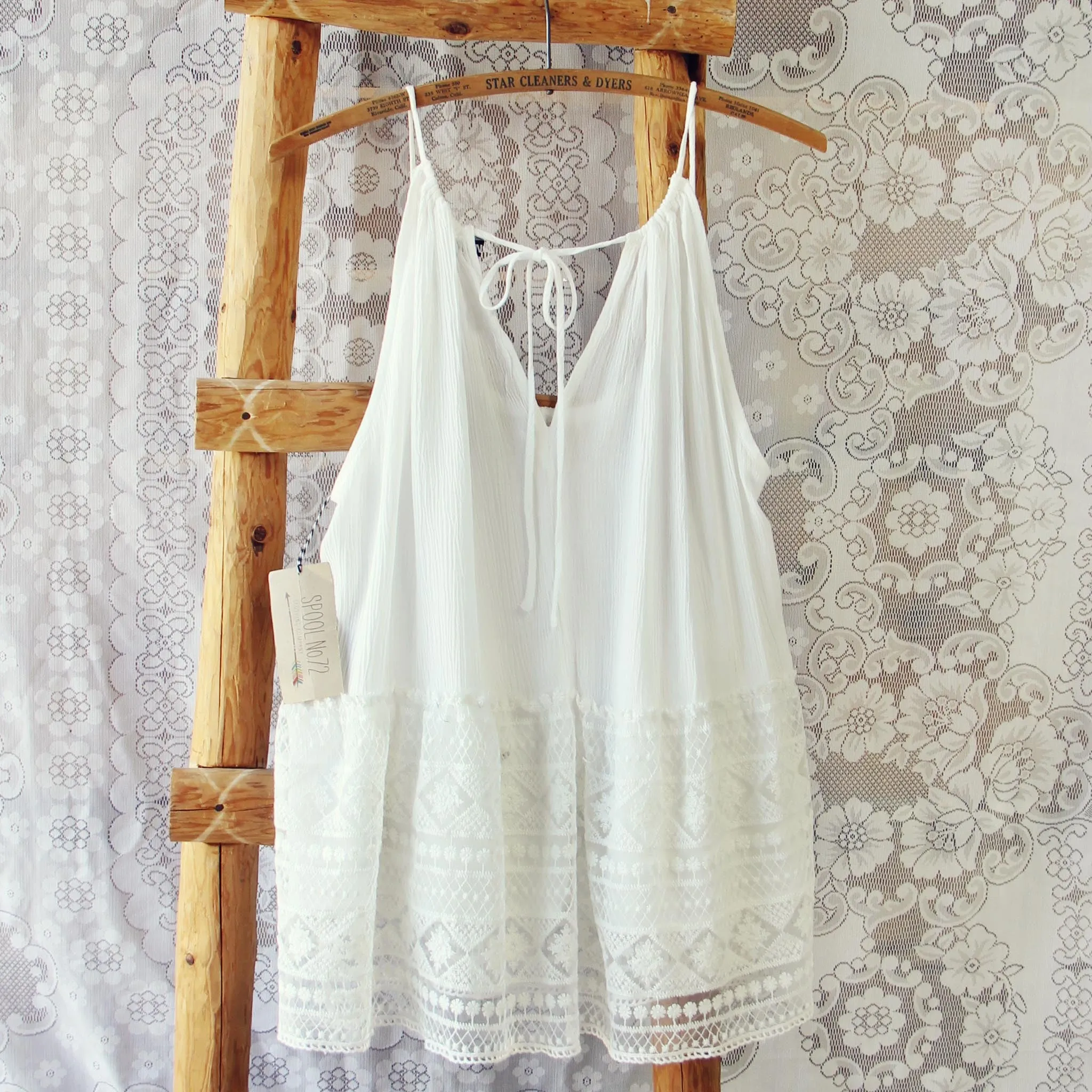 Layered Lace Tank in White