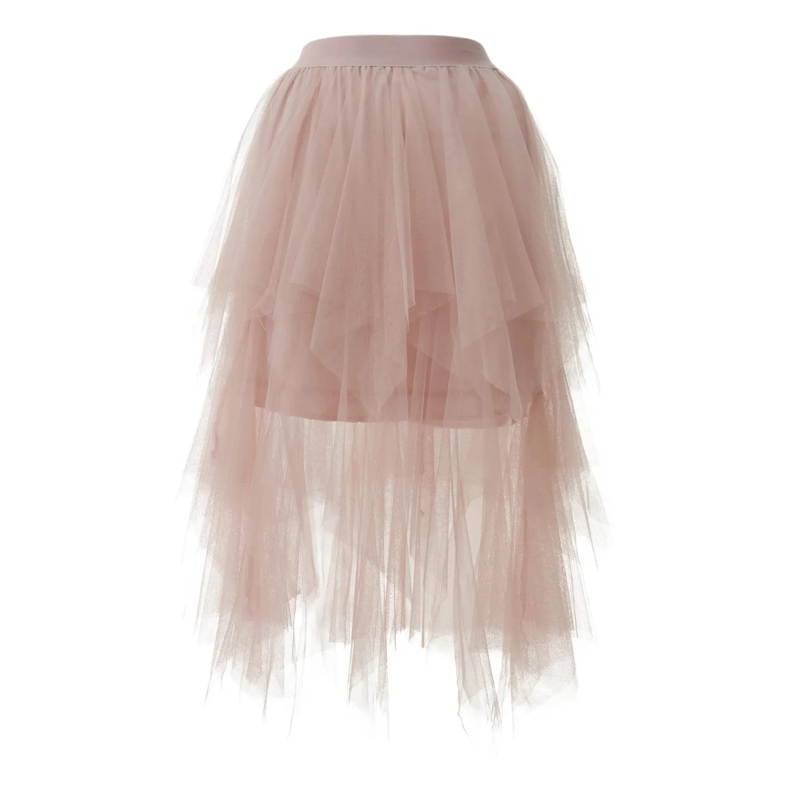 LVSANW Women s Tulle Tutu Skirt Irregular Hem Multi-layer Elastic Mesh Skirt Summer Party Beach Midi Skirt Streetwear