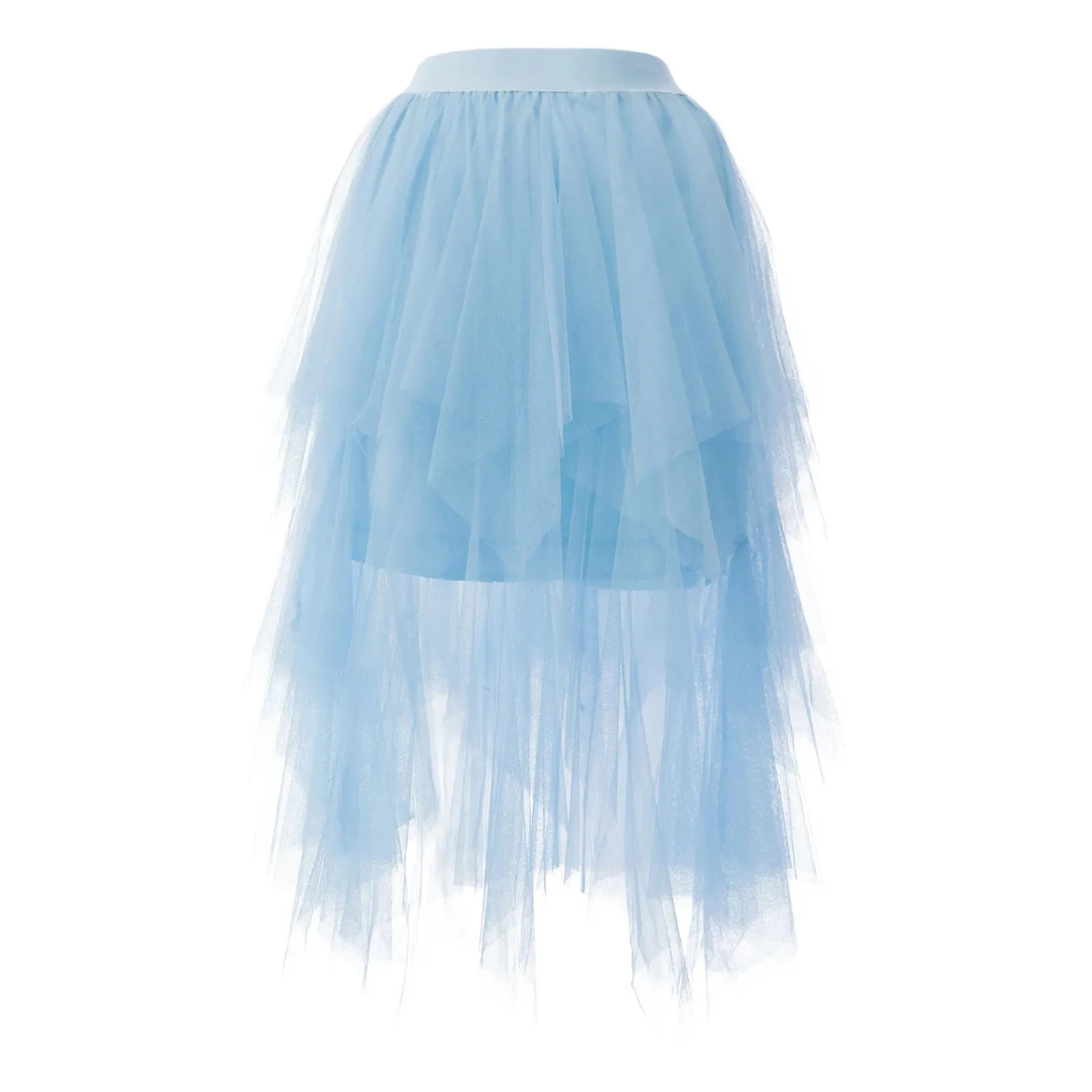 LVSANW Women s Tulle Tutu Skirt Irregular Hem Multi-layer Elastic Mesh Skirt Summer Party Beach Midi Skirt Streetwear