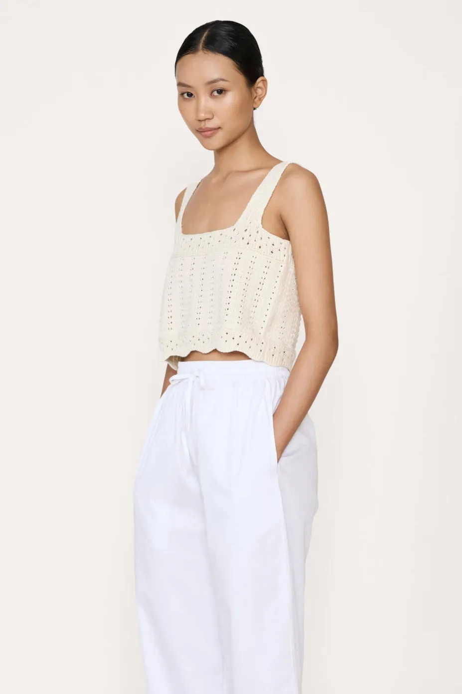 Lyric Crochet Crop Tank - Ecru
