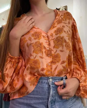 Maiden Top Neon Clay Floral