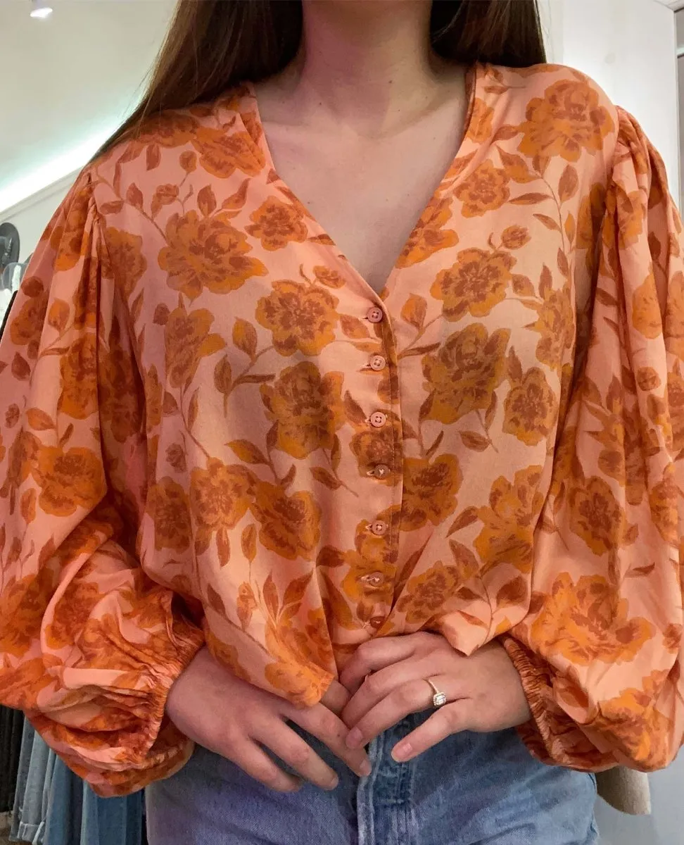 Maiden Top Neon Clay Floral