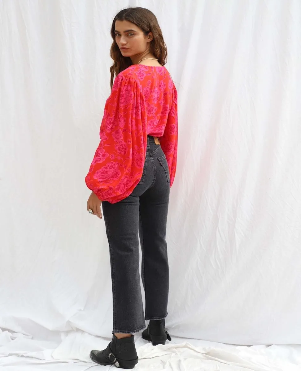 Maiden Top Neon Clay Floral