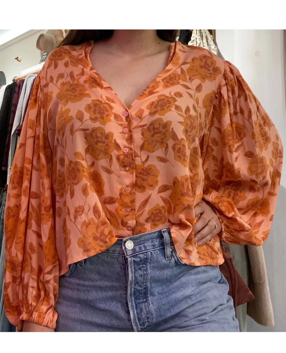 Maiden Top Neon Clay Floral