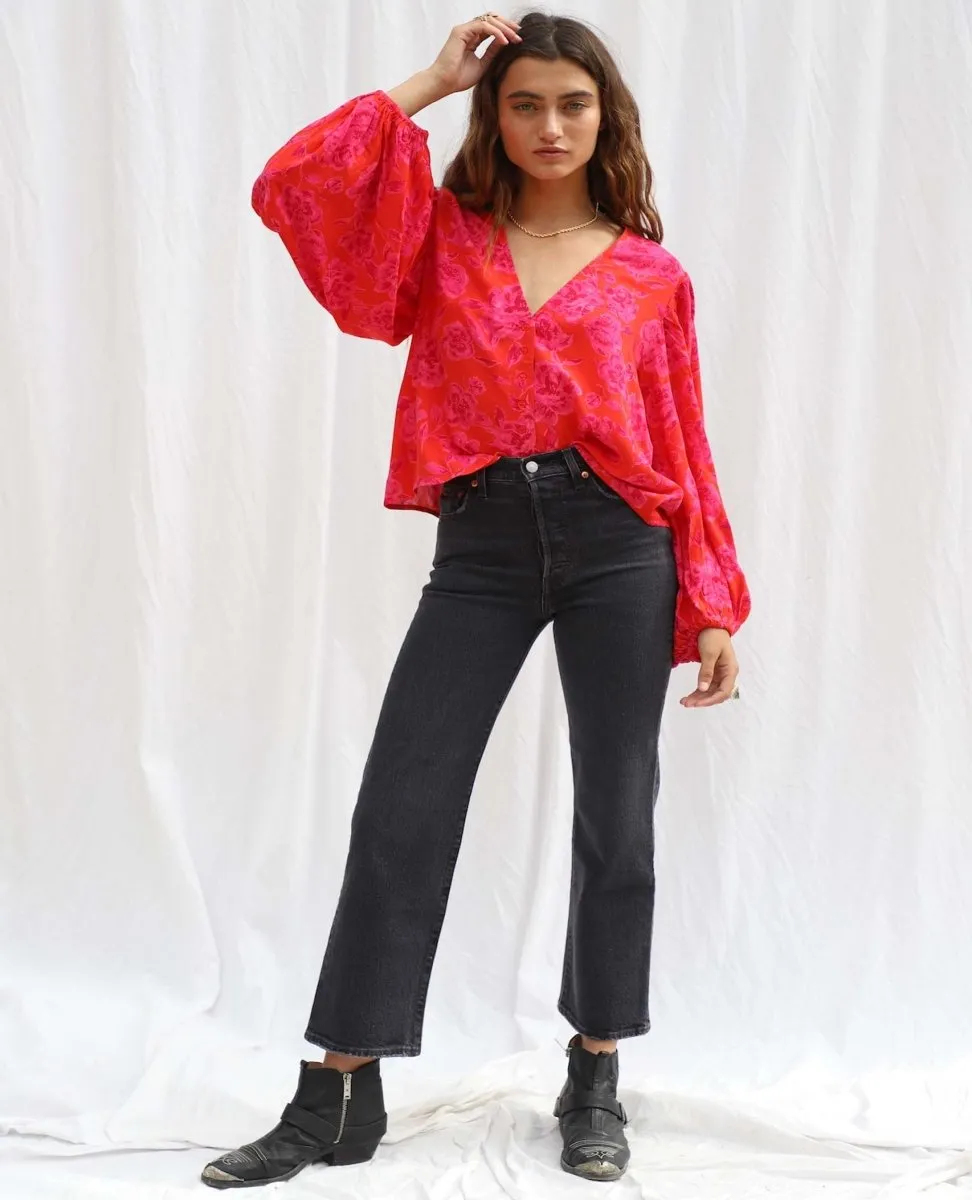 Maiden Top Neon Clay Floral