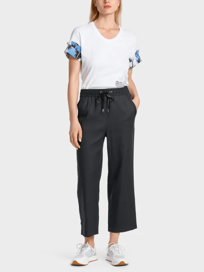 Marc Cain Sports WUSU Linen Trousers In Midnight Blue  WS 81.47 W03 COL 395