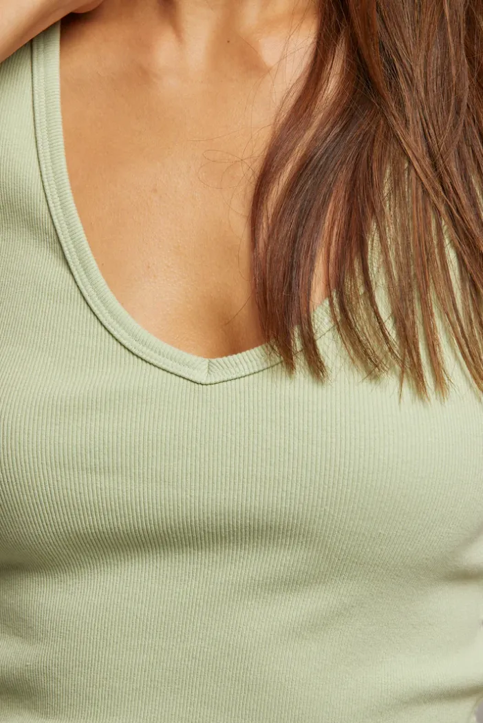 Maria Structured Rib Tank in Pistachio