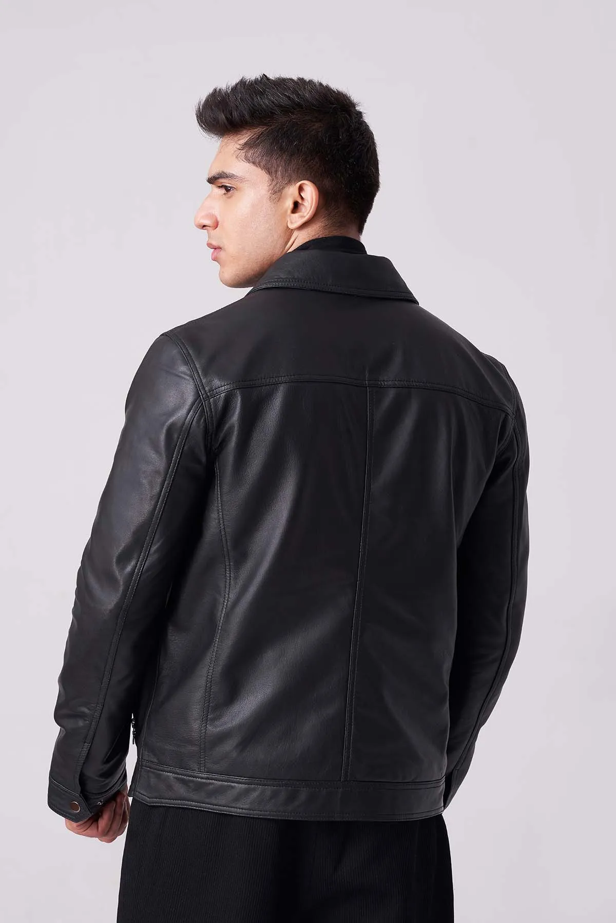 Men Shadow Luxe Leather Jacket