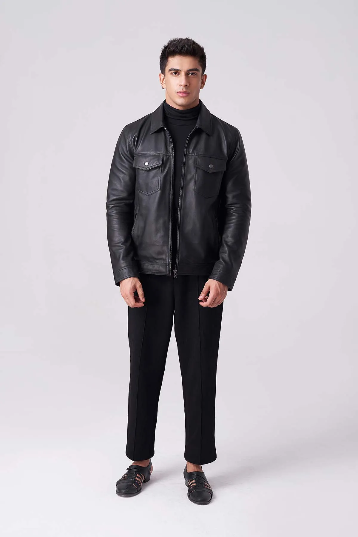 Men Shadow Luxe Leather Jacket