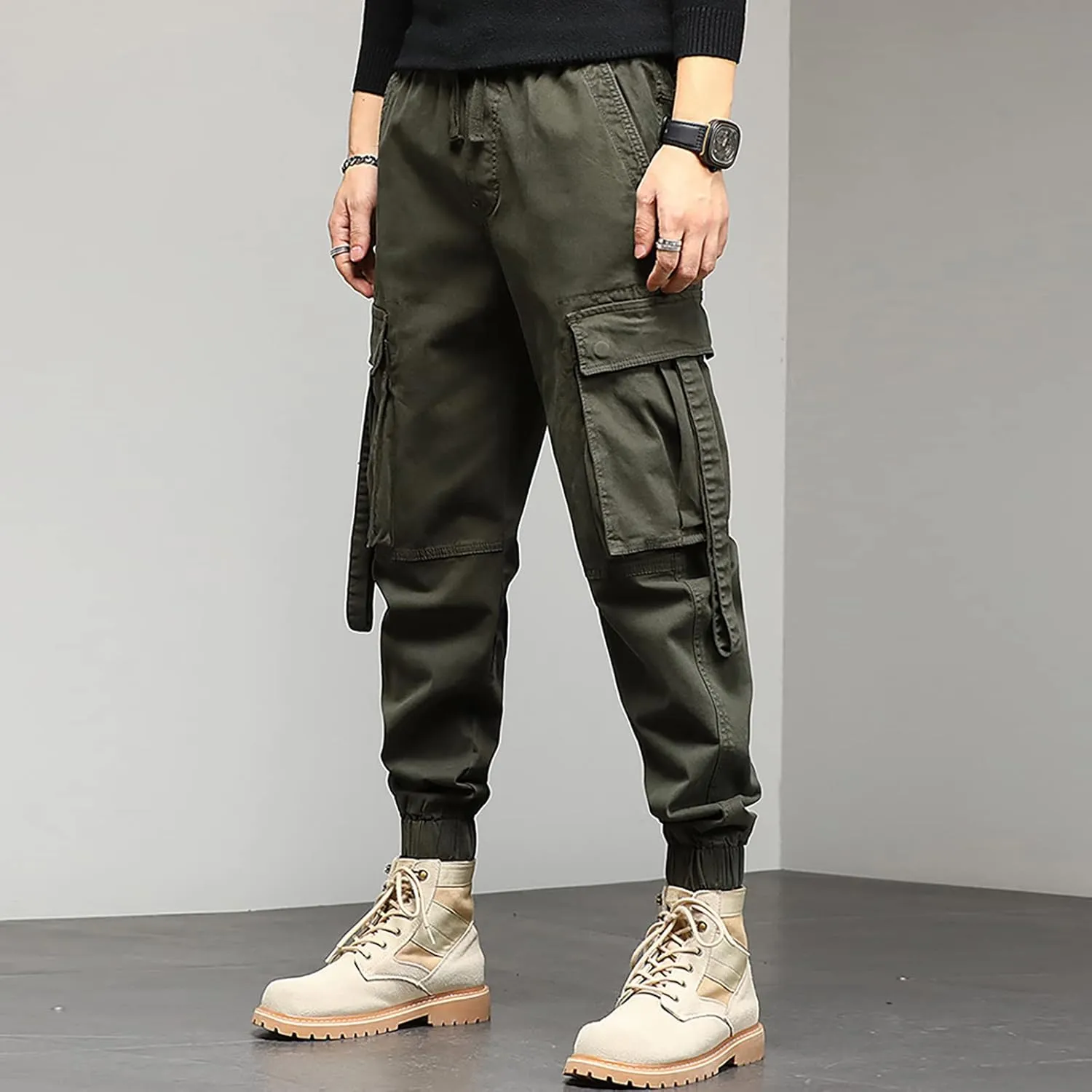 Mens Sweatpants Joggers Pants Man Cotton Jogger Work Pants 6 Pocket Full Outdoor Casual Sweatpants Sweatpants for Men