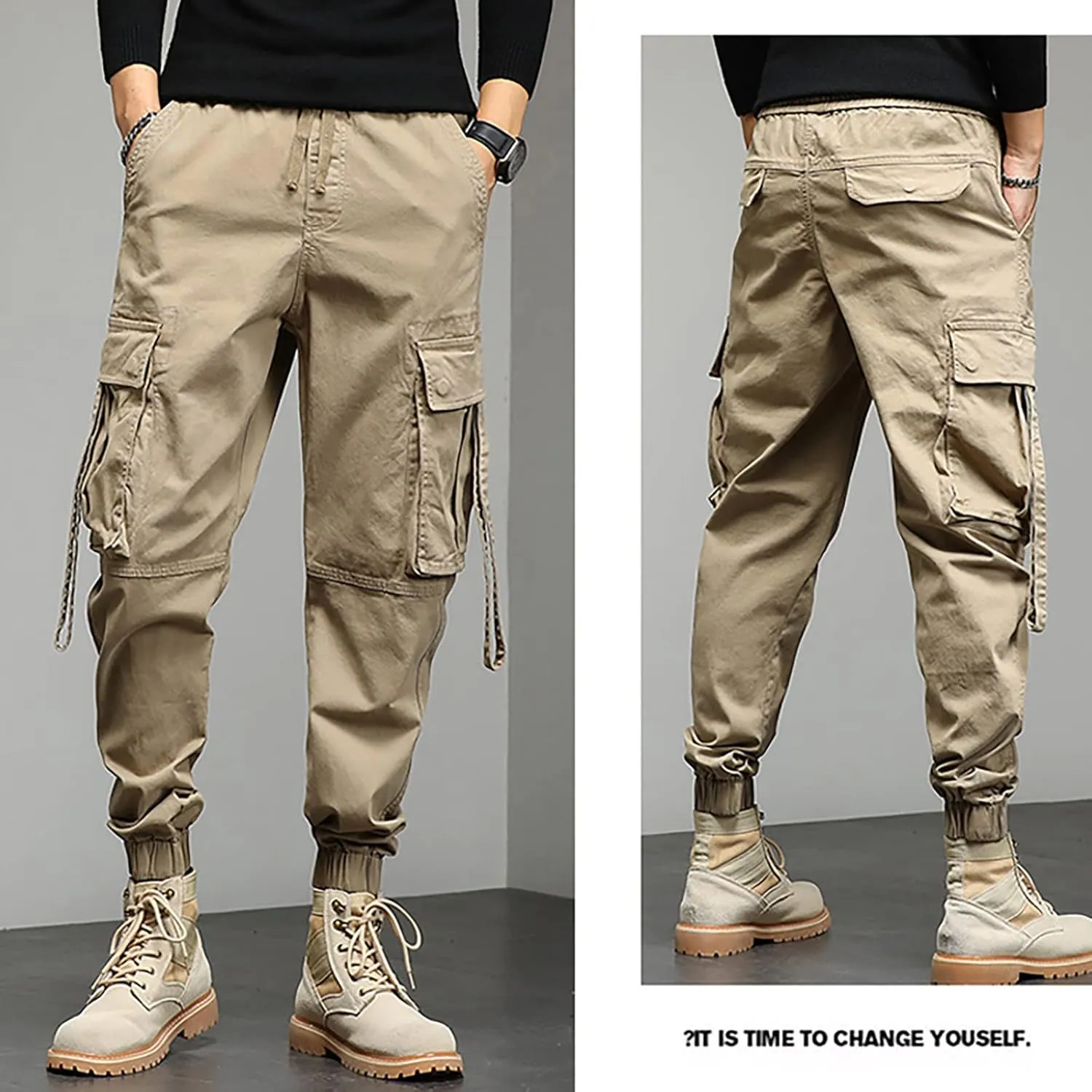 Mens Sweatpants Joggers Pants Man Cotton Jogger Work Pants 6 Pocket Full Outdoor Casual Sweatpants Sweatpants for Men