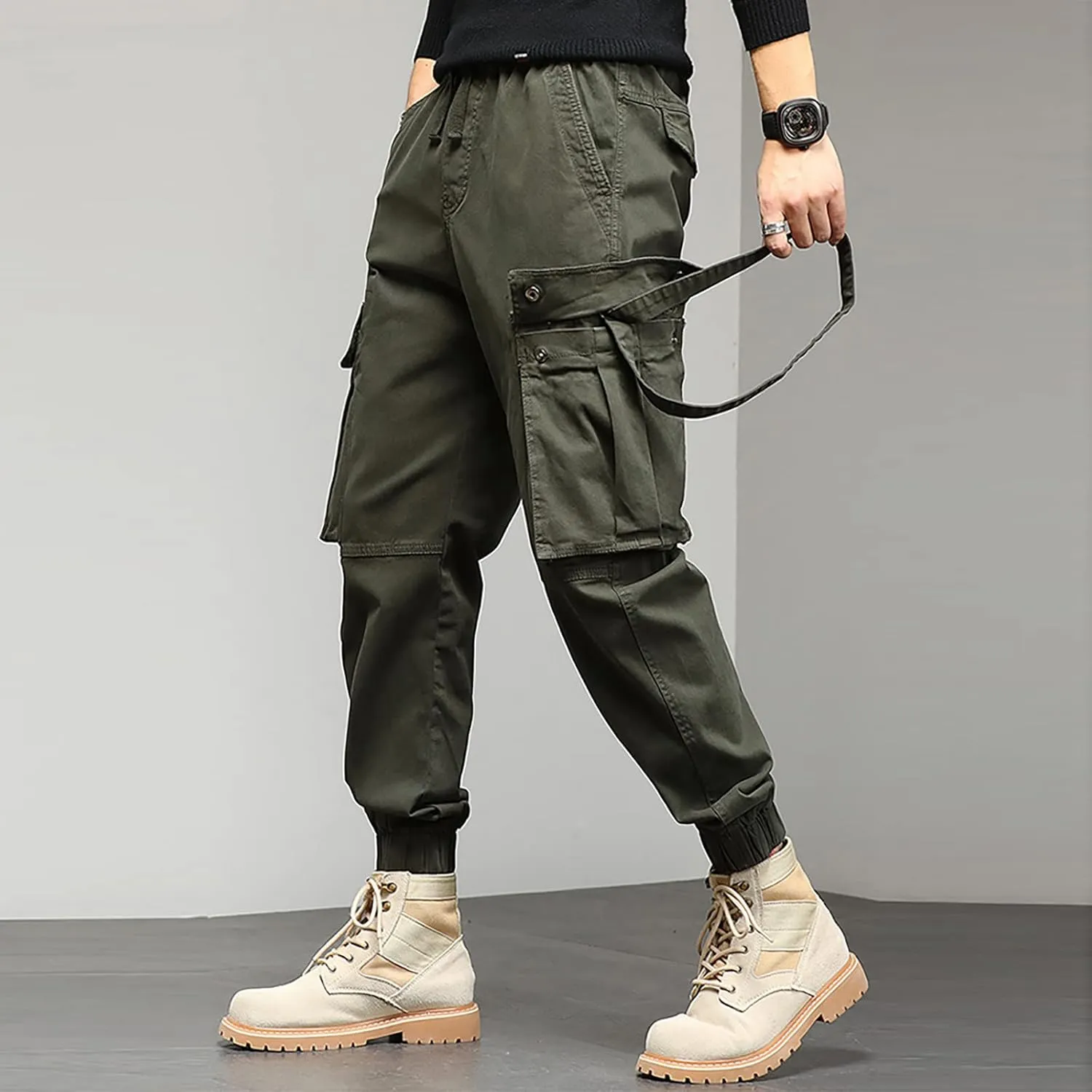 Mens Sweatpants Joggers Pants Man Cotton Jogger Work Pants 6 Pocket Full Outdoor Casual Sweatpants Sweatpants for Men