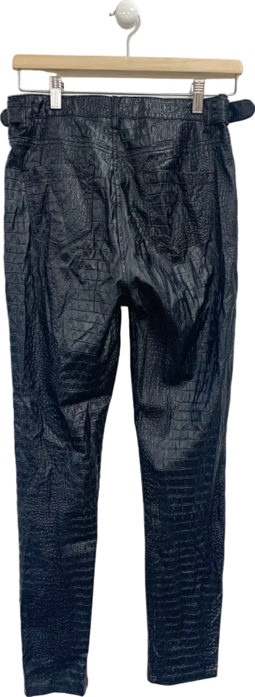 Missguided Black Croc Faux Leather Trousers UK 8