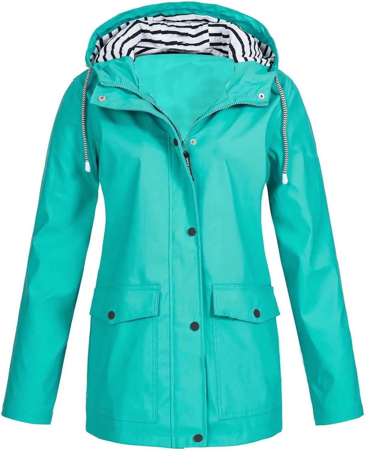 NaRHbrg Raincoat Hoodie for Women, Teen Girls Lightweight Hooded Jacket Solid Rain Jacket Outdoor Raincoat Windproof
