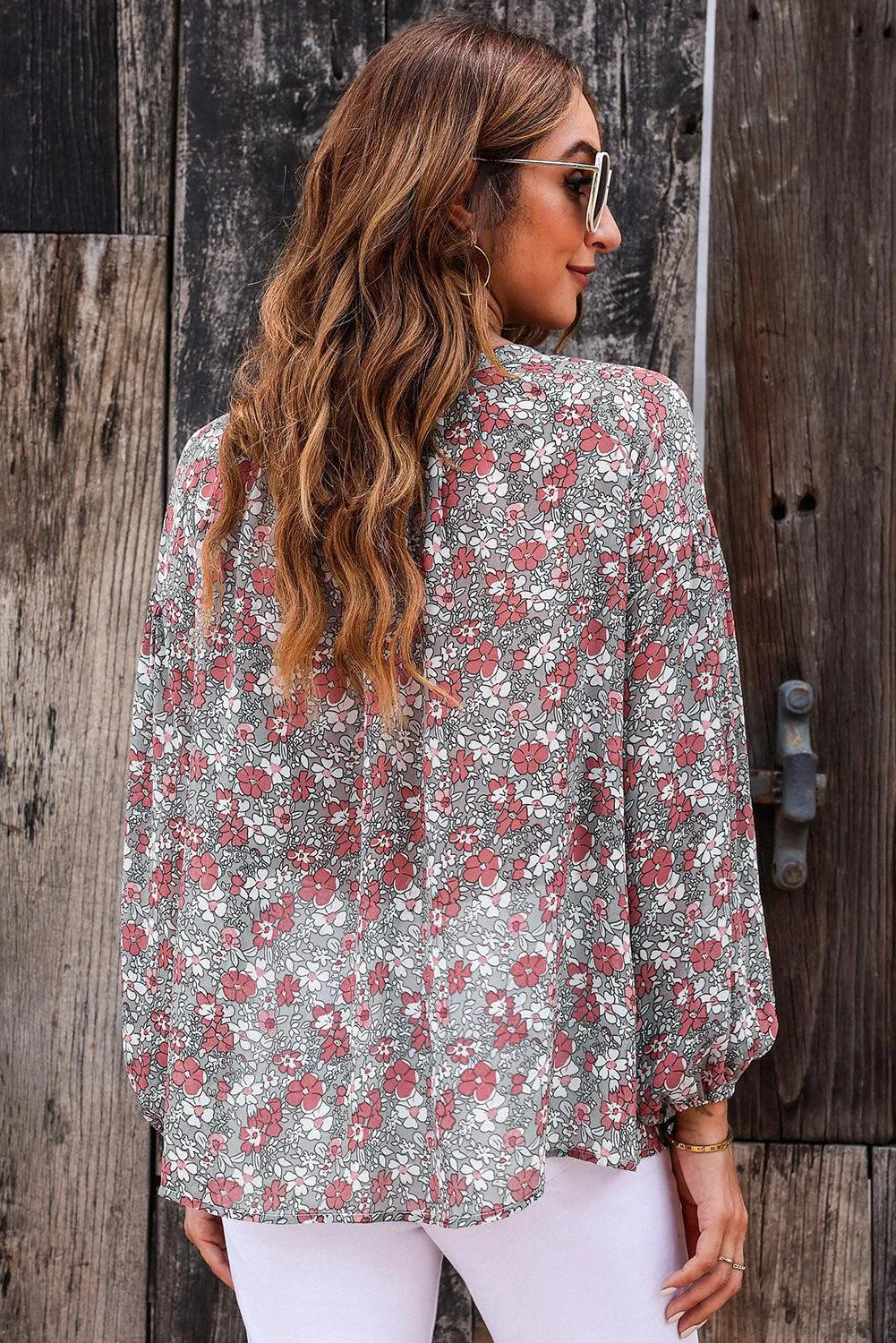 Office To Vacation Long Sleeve Floral Blouse