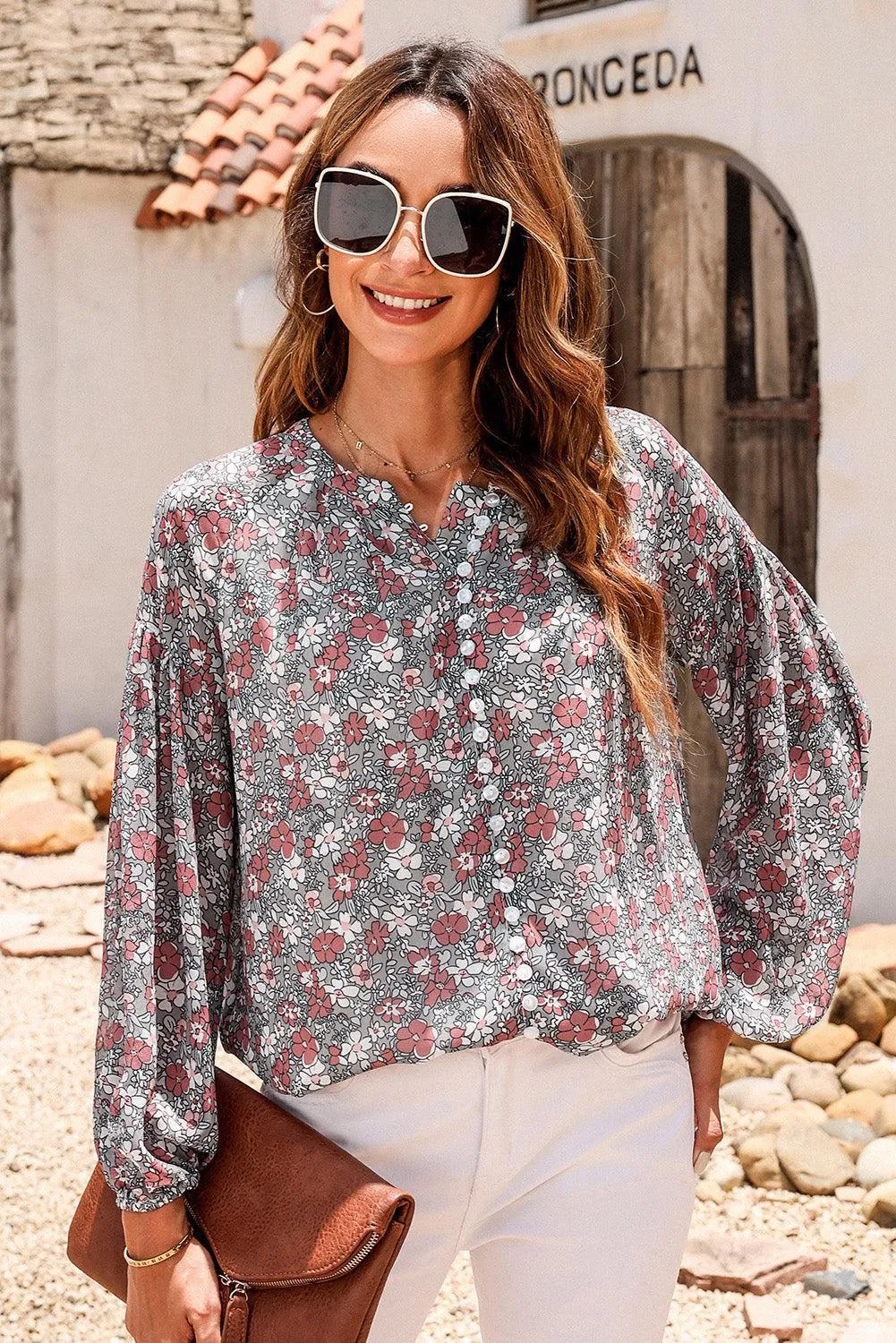 Office To Vacation Long Sleeve Floral Blouse
