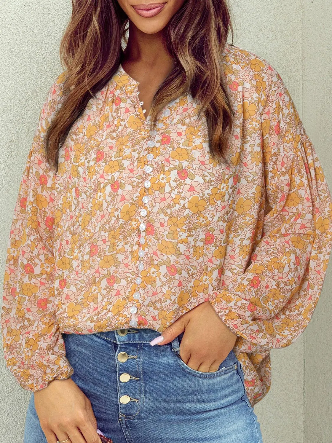Office To Vacation Long Sleeve Floral Blouse