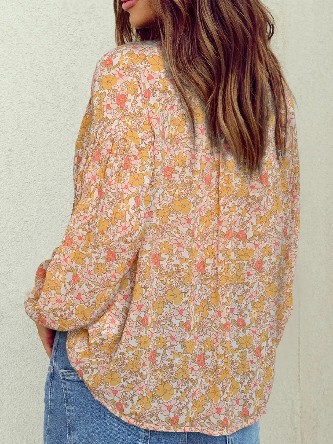Office To Vacation Long Sleeve Floral Blouse