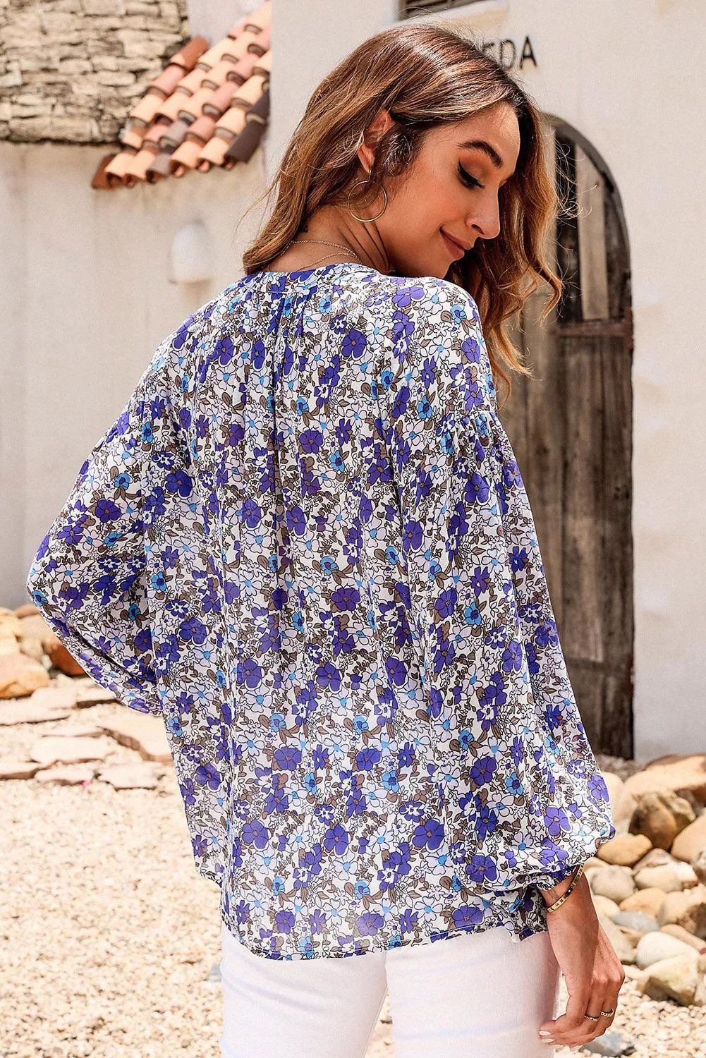 Office To Vacation Long Sleeve Floral Blouse