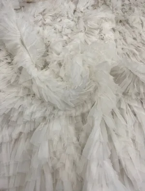 Organza Ruffle Tulle Ivory (E17535)