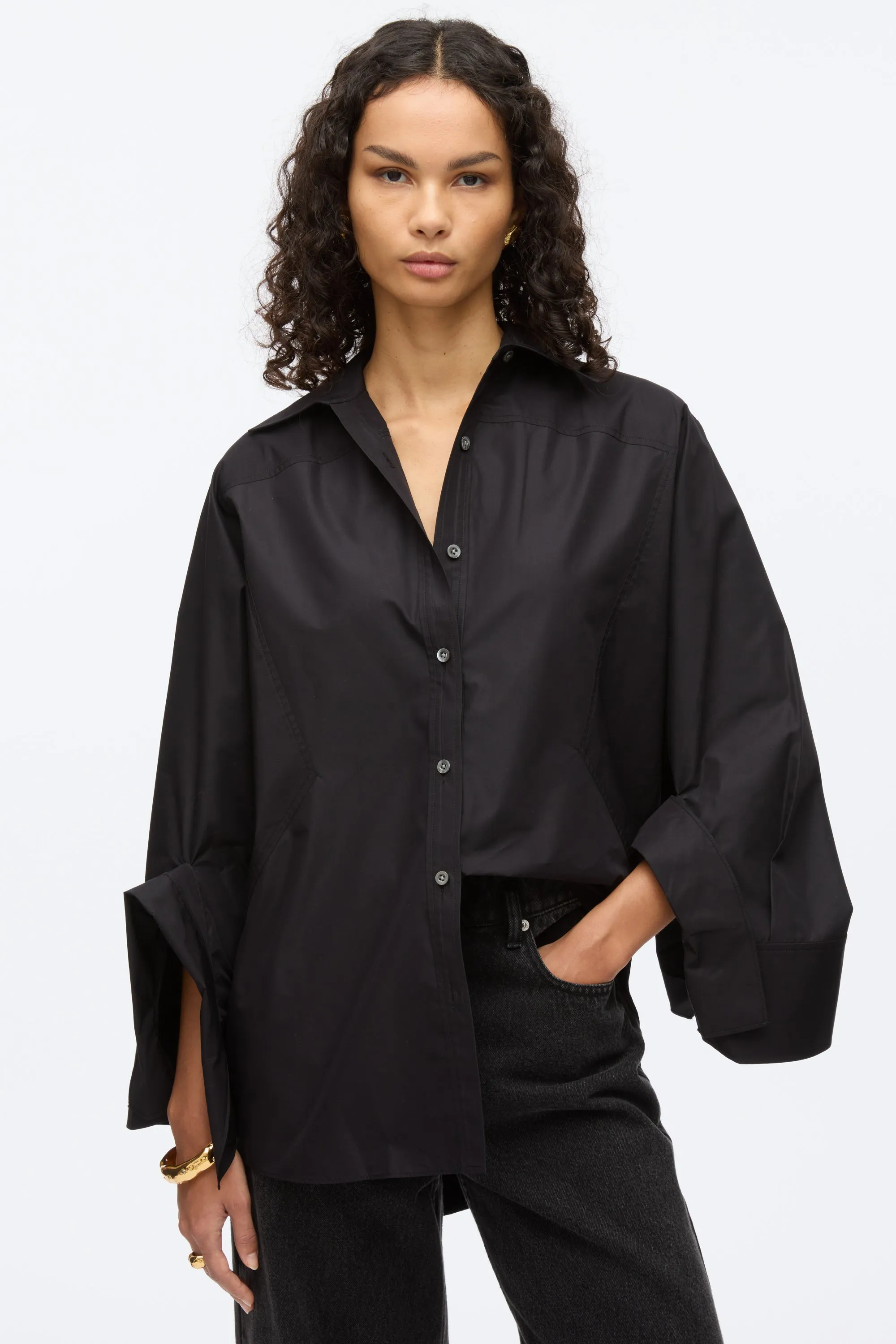Oversize Shirt with Cascade Cuff