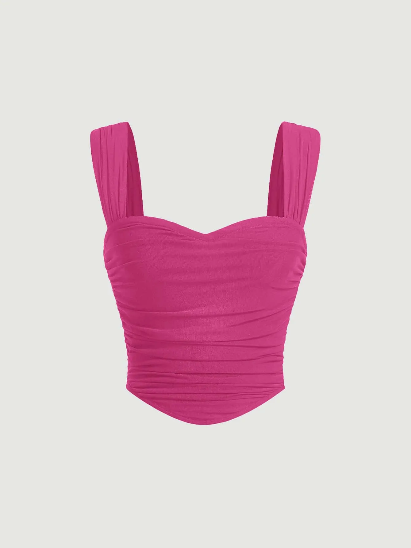 Parien Ruched Hanky Hem Wide Strap Top