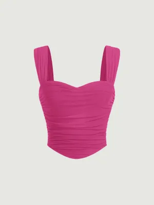 Parien Ruched Hanky Hem Wide Strap Top