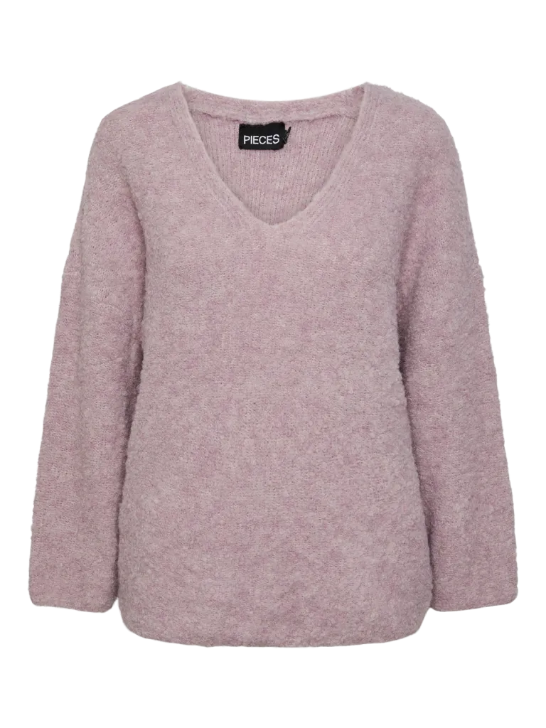 PCFIKA LS OVERSIZE V-NECK KNIT
