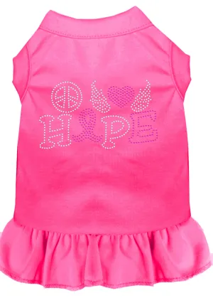 Peace Love Hope Breast Cancer Rhinestone Pet Dress Bright Pink Xxxl
