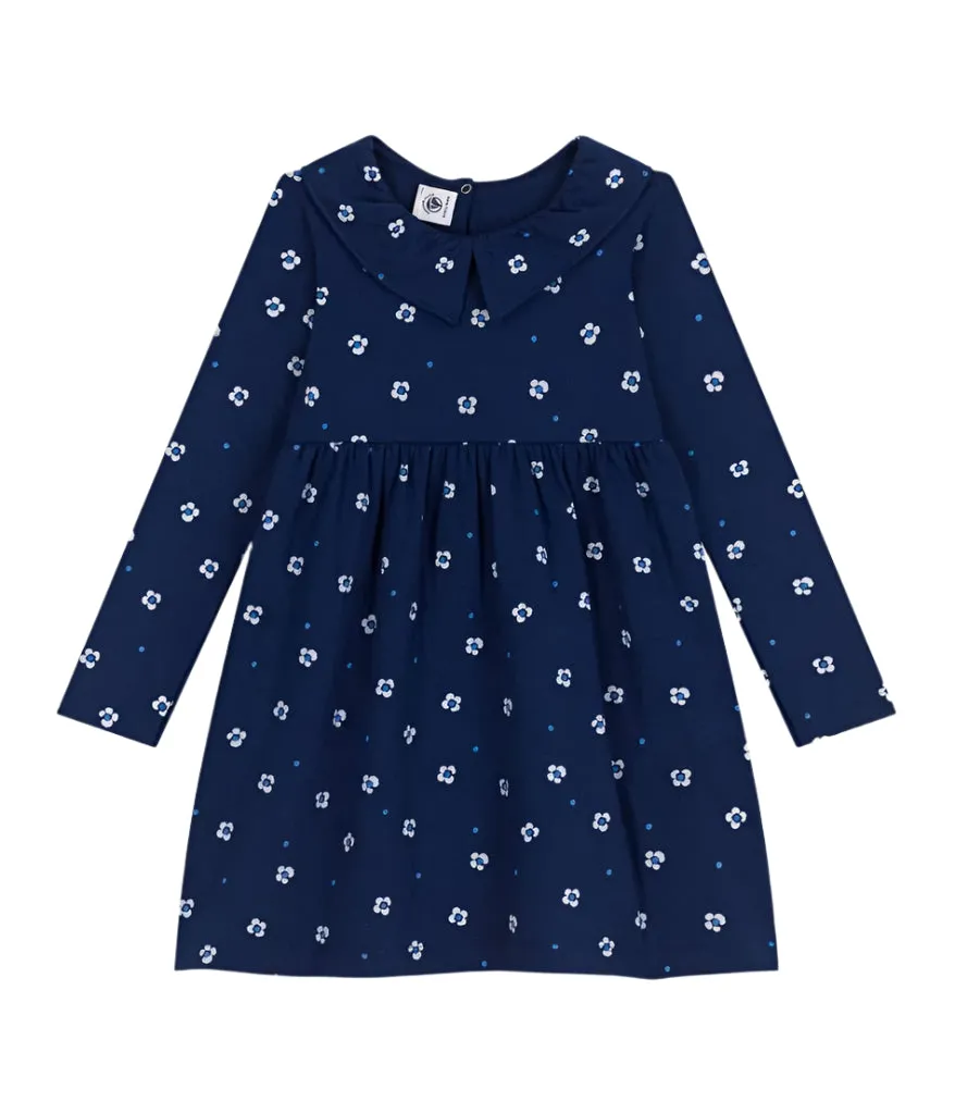Petit Bateau girls long sleeve flower print dress