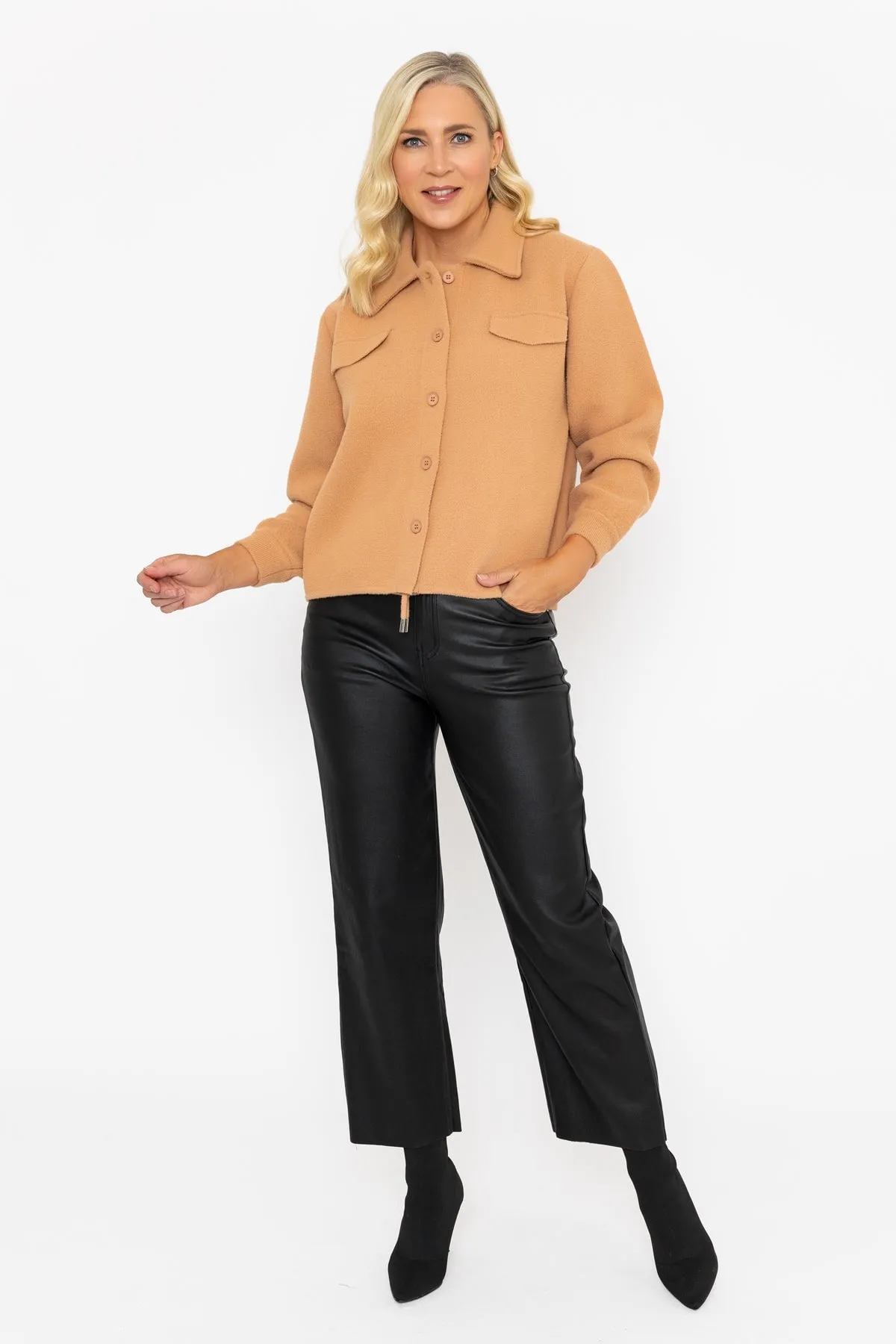 Plain Beige Short Knitted Cardigan