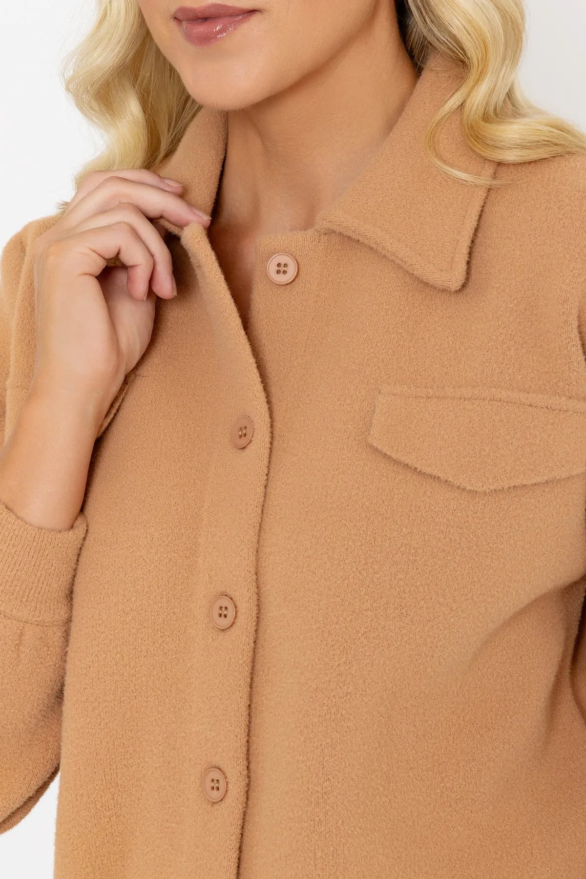 Plain Beige Short Knitted Cardigan