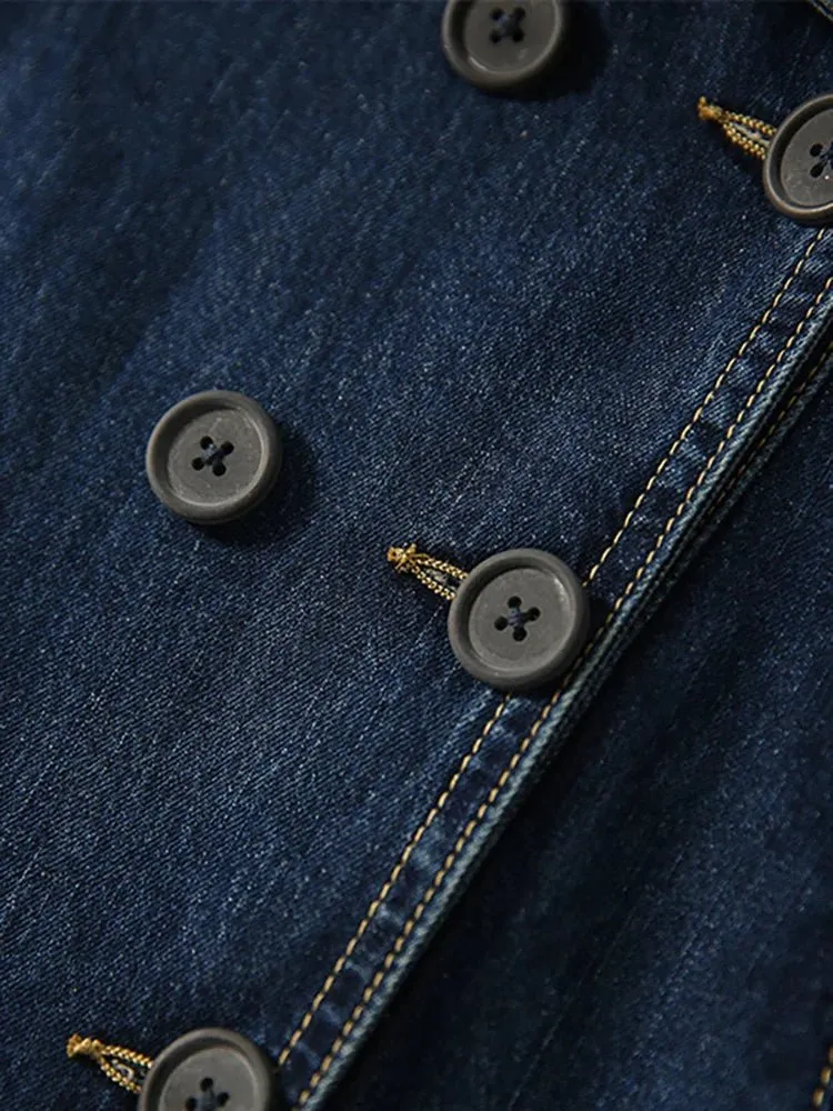 Pre Order:  Large Lapel Tie Waist Denim Jacket