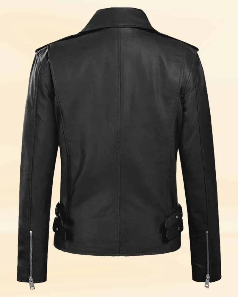 Premium Black Leather Jacket Worn By Hilary Duff | Hilary Duff Premium Black Leather Jacket