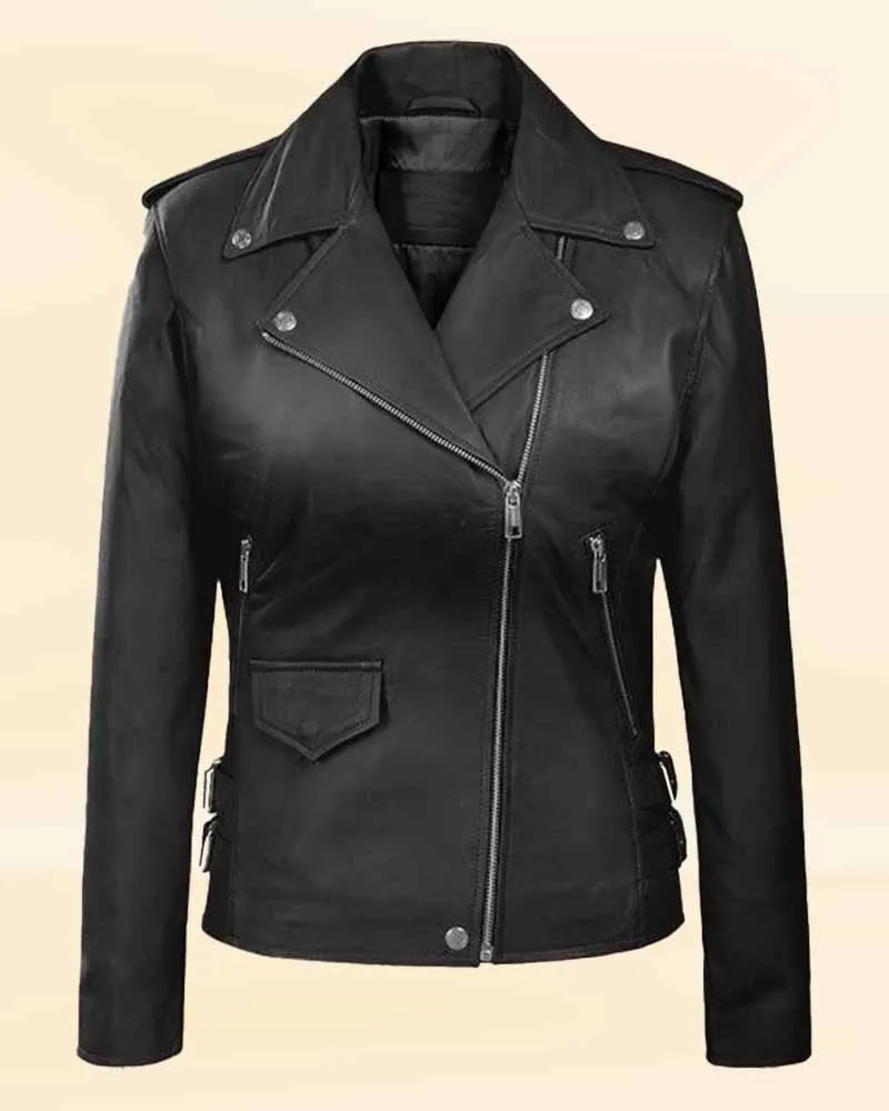 Premium Black Leather Jacket Worn By Hilary Duff | Hilary Duff Premium Black Leather Jacket