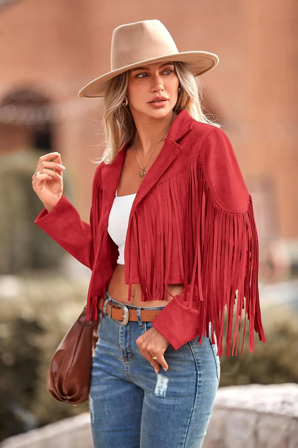 PRETTYGARDEN Women's Faux Suede Leather Jackets Tassel Motorcycle Cropped Coats 2025 Fashion Clothes
