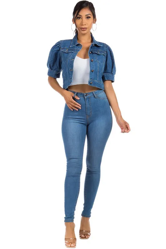 Puff sleeve DENIM JACKET